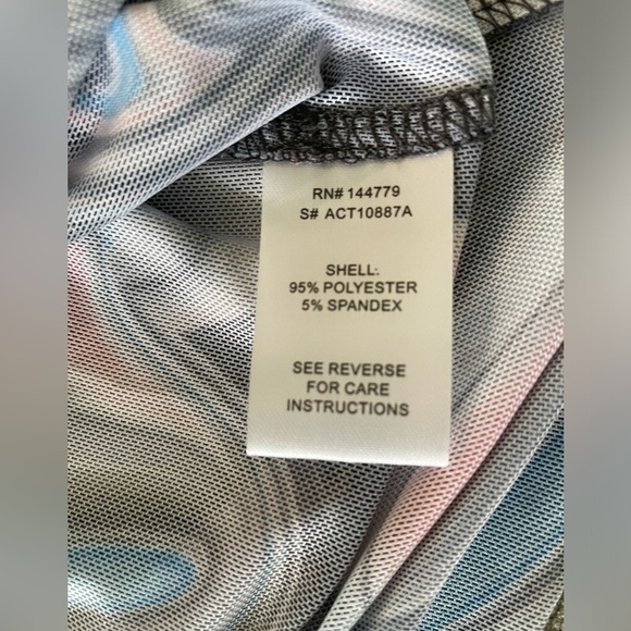 ACOA Long Sleeve Semi-Sheer Swirl Crop Top Shirt Blue Gray Size Large - Picture 5 of 8